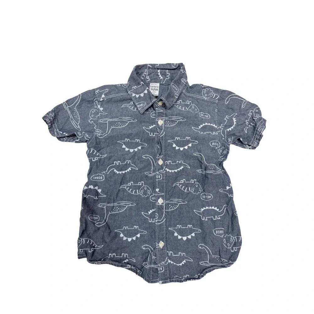 Carter's Shirt & Shorts Cat&Jack Kids 5T Dinosaur Print Blue Red Tan 3pc Set